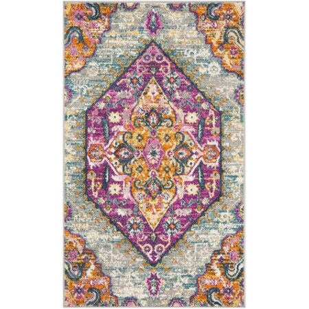 Safavieh 4 x 6 ft. Small Rectangle Madison Power Loomed Rug, Light Grey and Fuchsia MAD119G-4